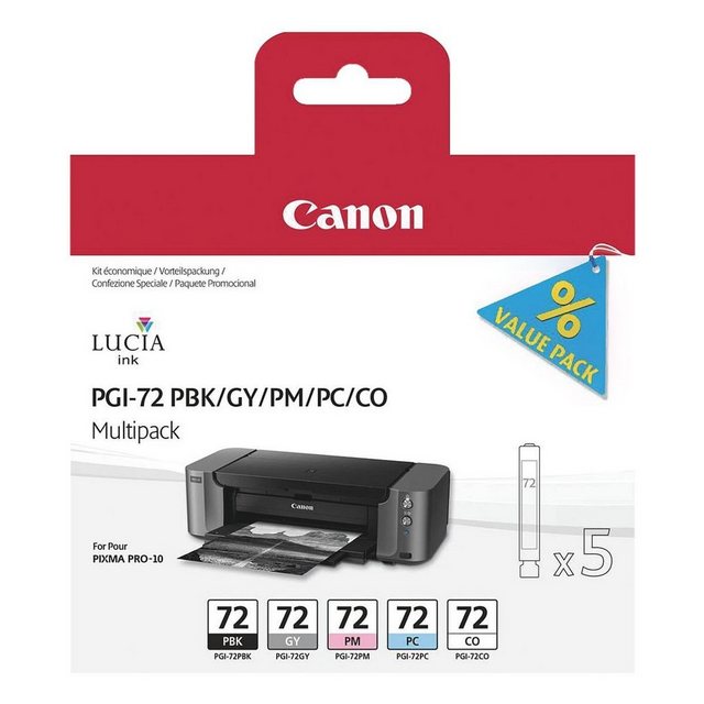 Canon PGI-72 PBK/GY/PM/PC/CO Tintenpatrone (Original Druckerpatronen Set, Photo-schwarz, -cyan, -magenta)