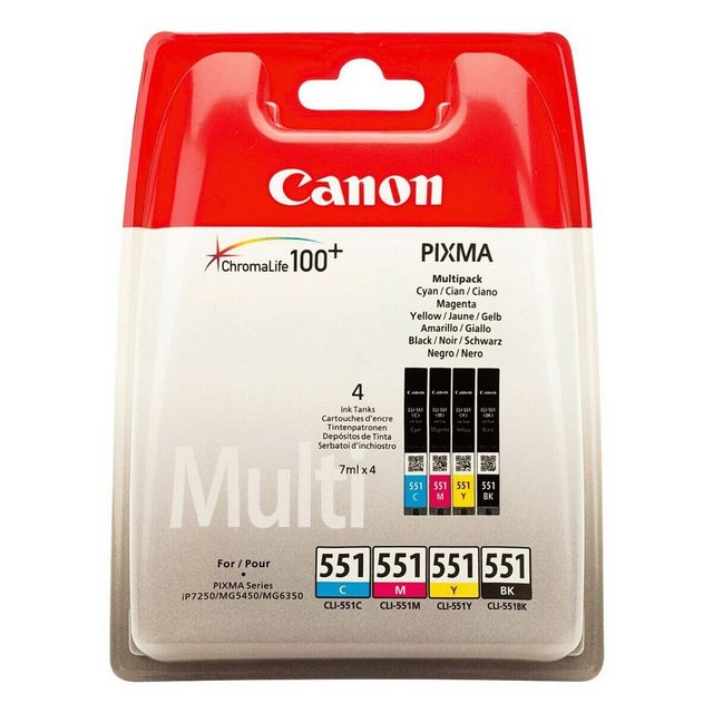 Canon CLI-551 C/M/Y/BK Tintenpatrone (Original Druckerpatronen, schwarz, cyan, magenta, gelb)